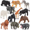 Fantarea 12 PCS Realistic Wild Life Jungle Animal Figures Model Lion Tiger Bear Elephant Desktop Ornament Collection Party Playset Favors Supplies...