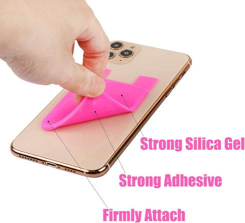 Phone Card Holder Sockets, Colors in Random - Silicone Adhesive Stick-on ID Credit Card Wallet Phone Case Pouch Sleeve Pocket for Most of Smartpho...