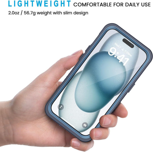 Lanhiem for iPhone 15 Case, IP68 Waterproof Dustproof Shockproof Cases with Built-in Screen Protector, 360 Full Body Protective Heavy Duty Rugged ...