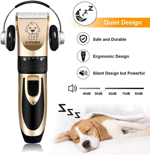 Dog Grooming kit Low Noise Rechargeable Dog Clippers for Grooming Cordless Dog Grooming for Dogs, Cats Gold...