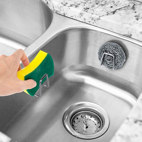 ESINAM 2Pcs Sponge Holders for Kitchen Sink, Strong Adhesive Small Sponge Holder, Premium Rustproof & Waterproof Kitchen Sink Caddy - Minimal Size...