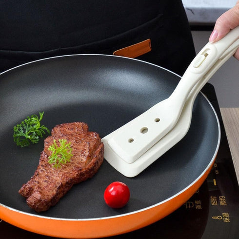 Alipis 2 in 1 Grip and Flip Spatula Tongs Silicone Egg Flipper Tong Bread Pancake Fish French Toast Omelet Making Steak Clamp for Home Kitchen Coo...