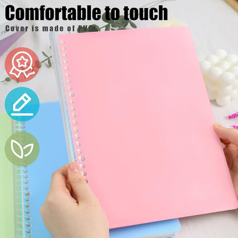 Koogel Spiral Notebook Journal, Smart Ring Binder Notebook 7.5x10.5inch College Ruled Notebook Sliding Bar Binder 26 Holes 60 Sheets for School Of...