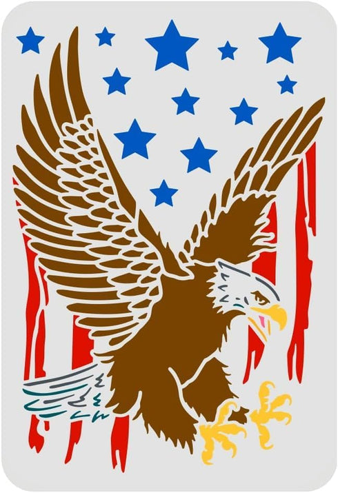 FINGERINSPIRE Eagle Stencil 11.7x8.3 inch A4 Eagle Flag Stencil for Painting Reusable Eagle Pattern Drawing Stencil Eagle DIY Craft Stencil for Pa...