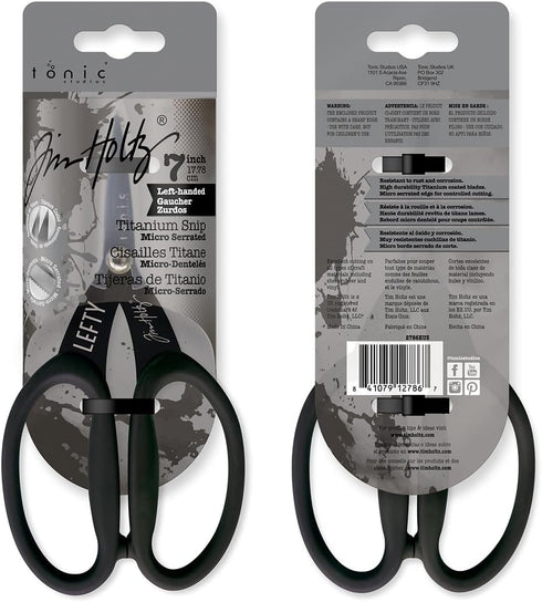 Tonic Studios 7in Left Handed Titanium Snips Tim Holtz Non-Stick Micro Serrated Scissors 7"...