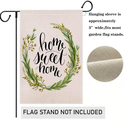 Home Sweet Home House Flag 28 x 40 Inch Vertical Double Sided Burlap Flag for Spring Summer Seasonal House Yard Decor...