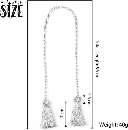 BEL AVENIR 4 Pack Curtain Handmade Tiebacks Decorative Curtain Holdbacks with Tassel (Silver, 4 Pack)...
