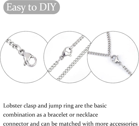 PH PandaHall 60pcs 304 Stainless Steel Lobster Clasps with 120pcs 4mm Open Jump Rings Jewelry Clasp Connector Bracelet Clips Closures for Earring ...