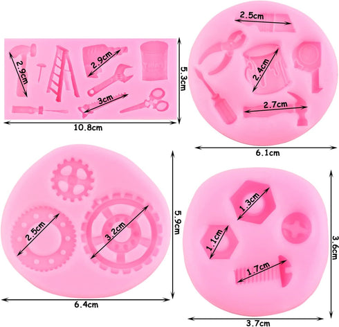 Mujiang Construction Tools Fondant Mold Hand Tools Silicone Molds For Cake Decorating Cupcake Topper Candy Sugar Chocolate Gum Paste Set Of 4...
