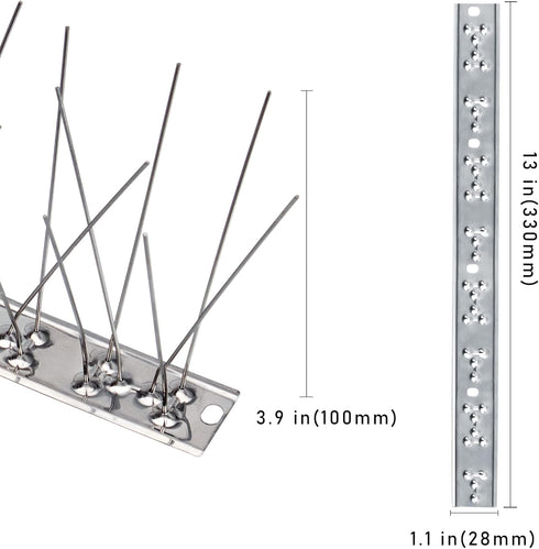Hausse Stainless Steel Bird Spikes 4 Pack, Squirrel Small Birds Pigeons Crows and Woodpeckers Deterrent Devices Bird Repellent Spikes, Assemble Ea...