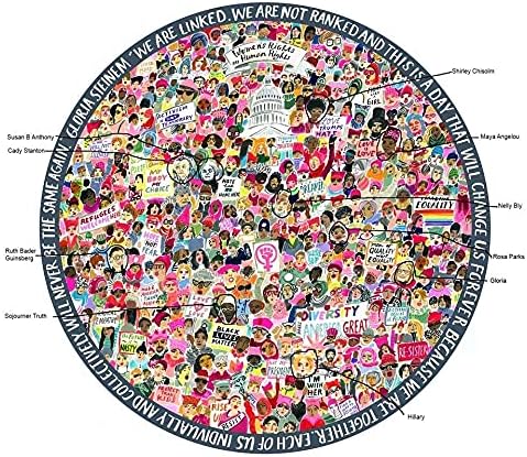 eeBoo: Piece and Love Women March! 500 Piece Round Circle Jigsaw Puzzle, Puzzle for Adults and Families, Glossy, Sturdy Pieces and Minimal Puzzle ...