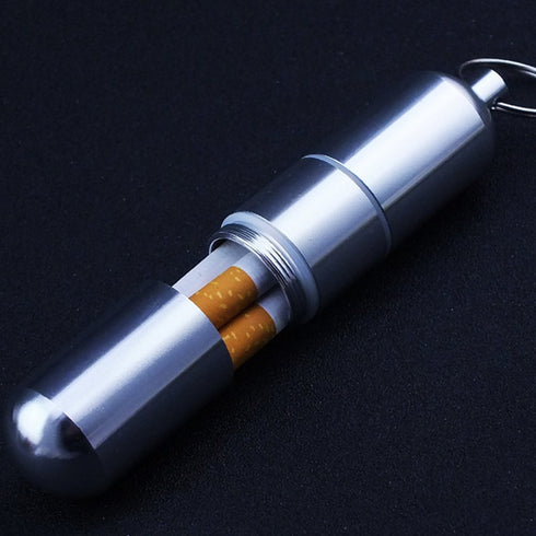 Joint case Mini Aluminum Cigarette Case Holder with Key Ring Metal Waterproof Round Cigarettes Pocket Box...