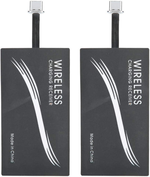 ASHATA 2Pcs Type C QI Wireless Charging Receiver Ultra Thin QI Wireless Receiver, Electromagnetic Induction 1000mA Fast Charging Qi Coil Receiver ...