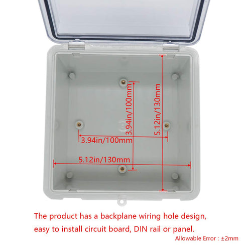 Junction Box IP65 Dustproof Waterproof ABS Plastic Project Box Hinged Shell Universal Electrical Enclosure Clear Cover 5.91 x5.91 x3.54inch(150 x1...