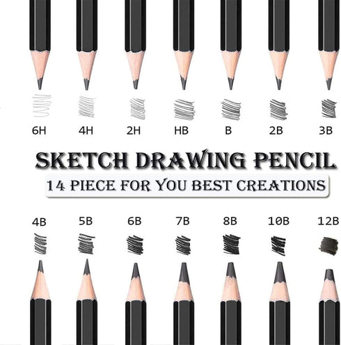 Drawing Pencils, 24pcs Art Supplies Sketching Pencil Set with Graphite Pencils Include 12B 10B 8B 7B 6B 5B 4B 3B 2B B HB 2H 4H 6H Charcoal Pencils...