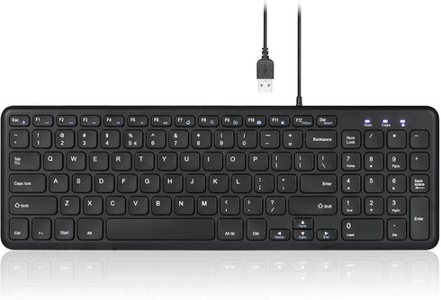 Perixx PERIBOARD-213U Wired Silent USB Scissor Keyboard - 14.45x4.76x0.70 Inches Compact Design with Number Pad - Black - US English (PB-213BUS-11...