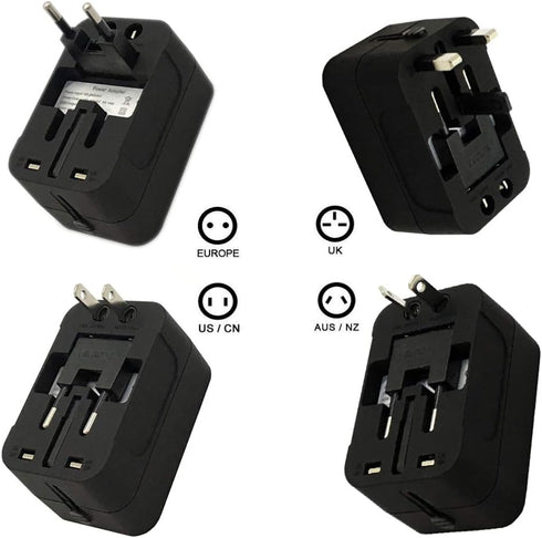 Travel Adapter, Worldwide All in One International Power Adapter Universal Adapter Plug with 2.1A Dual USB Charging Ports for Asia Europe UK AUS a...