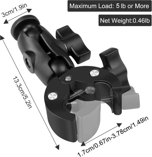 Super Camera Clamp Mount Double Socket Arm 1/4"-20 Ball Head Adapter Gopro Accessories Suitable for GoPro AKASO DJI Action Insta360 or DSLR Digita...