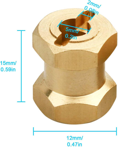 HobbyPark RC Brass Spacers 12mm Wheel Hex Hubs Extenders for 1/10 RC Crawler Axial SCX10 Wheels Extension Hex Drive Adapter (15mm)...