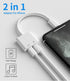 Headphone Adapter Lightning to Audio Jack and Charger Extender Earphone Charging Splitter Compatible with iPhone 11 12Mini pro max xs xr x se2 7 8...