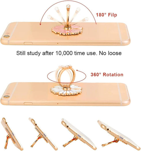 3-Pack Phone Ring Holder 360 Rotation Glitter Bling Bling Finger Bracket Stand Grip Kickstand for Smartphones,Tablets,Pads (Daisy Pink/White/Green...