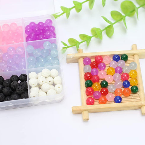 PAMIR TONG 440pcs 8mm Natural Chalcedony Beads Kits Gemstone Jade Glass Beads Round Loose Beads DIY Smooth Beads for Bracelet Necklace Jewelry Mak...