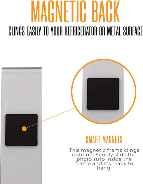 Photo Booth Nook | 2x6 Magnetic Photo Booth Picture Frame (25 Count) | Crystal Clear Acrylic, Strong Magnet with Silver Inserts...