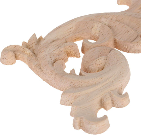 MUXSAM Wood Carved Appliques Onlays, 1-Pair Unpainted Small Wooden Carvings Decals Corner Decorative Plaques for Mirrors Walls Doors Bed Fireplace...