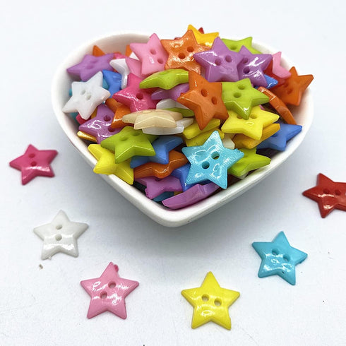 50 Pcs 12mm Five-Pointed Star Buttons with 2 Holes, Resin Sewing Buttons for Knitting Crafting Sewing Clothes, Gold...