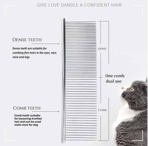 1Pcs Pet Stainless Steel Grooming Comb For Long Short Hair PetP Brush Hair Knots Tangles...
