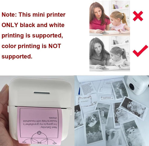 Mini Pocket Bluetooth Printer-Portable Thermal Printer with 13 Roll Papers for Journal/DIY Scrapbook/Travel/Notes/Lists/Label/Memo, Receipt Printe...