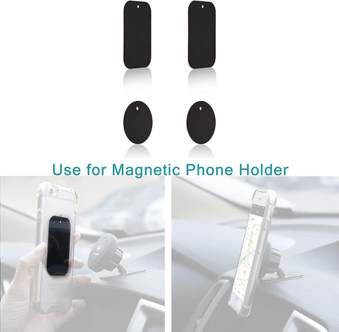 Mount Metal Plates Replacement Kits with 3M Adhensive for magnetic Car Mount Phone Holder 4 Pack (2 Rectangle 2 Round)......