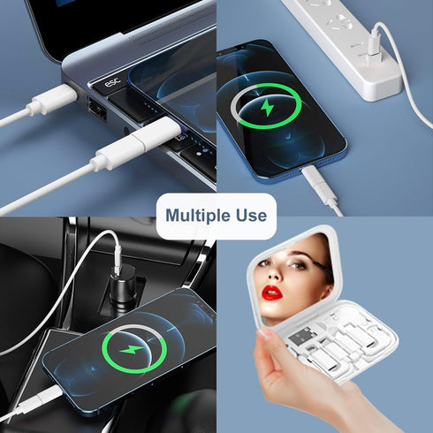 USB-C to USB Adapter, USB C to Lighting Cable Box Contains Makeup Mirror/USB C Cable/Micro USB to USB C/USB A to USB C, Cell Phone OTG Adapters fo...