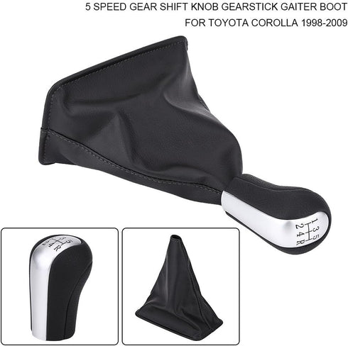 5 Speed Stick Shift Boot Gear Knob PU Leather Stick Shift Boot Cover for Corolla 1998-2009...