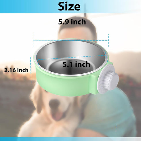 2 Pieces Crate Dog Bowl, Removable Stainless Steel Pet Kennel Hanging Food Water Feeder Bowl Cage Coop Cup for Puppy Medium Dog Cat Rabbit Ferret ...