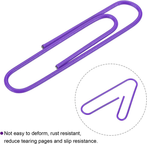 MECCANIXITY Paper Clips Medium Size 2 Inch Vinyl Coated to Prevent Tearing Pages with Box for Organize Office Home Purple Count 100...