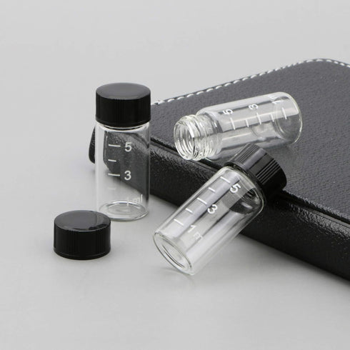 JIUWU 10pcs 5ml 1/6 Oz Scaled Clear Glass Vials Sample Transparent Liquid Bottles Screw Cap Lab Container...