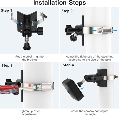 No-Drill Outdoor Security Camera Pole Mount, Universally Compatible with Eufy, Arlo, Simplisafe, and More...
