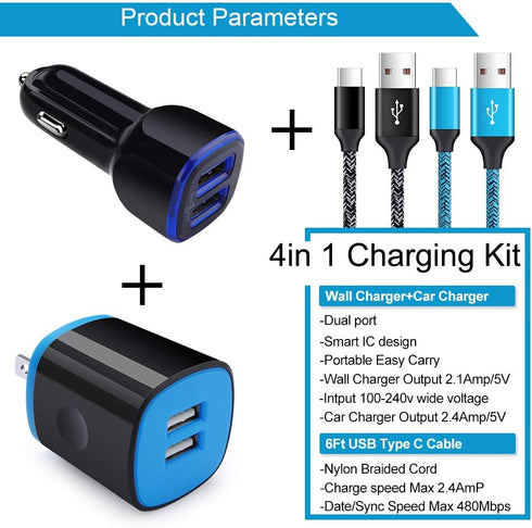 USB C Charger Set for Samsung Galaxy A17 A16 A15 A14 5G S25 S24 FE A01 A71 A51 A11 A10e S23 S22 S21 A13 A20 A21 A50 A9, USB Wall Charging Block Cu...