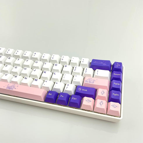 kutethy PBT Keycaps 5-Faced Dye-subbed Keycaps Set ANSI ISO Layout Compatible GK61 64 68 84 87 104 108 Mechanical Keyboards (Purple & White)...