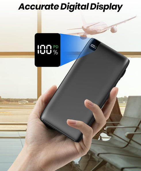 IXNINE Portable Charger 27000mAh with Built in Cables, 22.5W Fast Charging USB C Power Bank, 4 Outputs 2 Inputs External Battery Pack Phone Charge...
