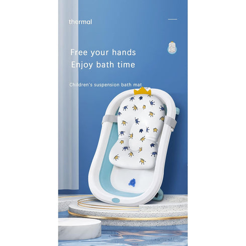 Baby Bath Cushion Pad Newborn Bathtub Mat Infant Bath Supporter Net Baby Bathtub Pillow Non-Slip Floating Bathing Tub Seat (White Star, 28cm*43cm*...