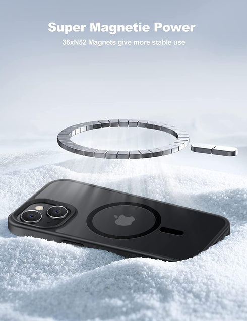 Tigowos Strong Magnetic for iPhone 15 Case Fits MagSafe 10FT Drop Resistant Matte Skin Feeling Back Cover Shockproof Slim Fit for iPhone 15 Phone ...