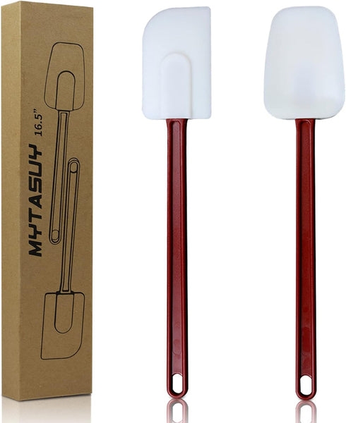 Silicone Spatulas Heat Resistant, Large Silicone Spatulas Set Commercial, Long Handle Rubber Spatulas Silicone.Heavy Duty Silicone Cooking Utensil...