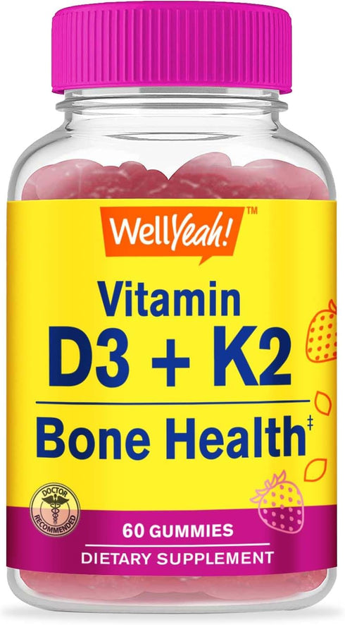 Vitamin D3 + K2 Gummies - Vitamin D3 1000 IU, K2 100 MCG - Bone and Muscle Health Support, Natural Flavors, GMO Free, Gluten Free, Vegan - K2 D3 V...