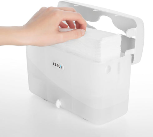 EZbrnd Countertop SLIMFOLD Hand Towel Dispenser for Kitchen/Bathroom/Office/RV/Airbnb, Guest Towel Holder, White...