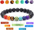 Black Lava Stone 7 Chakra Bracelets, 8mm Yinyang Rock Bead Elastic Natural Gemstones Oil Diffuser Yoga Menditation Beads Bracelets for Men Women G...