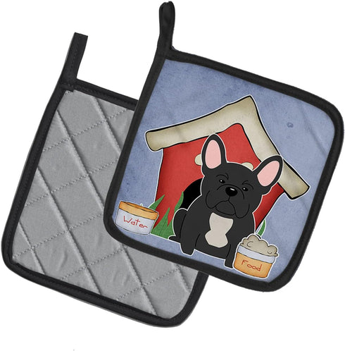 Caroline's Treasures BB2768PTHD Dog House Collection French Bulldog Black Pair of Pot Holders Kitchen Heat Resistant Pot Holders Sets Oven Hot Pad...