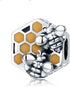 Bee Honeycomb Charm Beads 925 Sterling Silver Beads Fit for European Charm Bracelet...