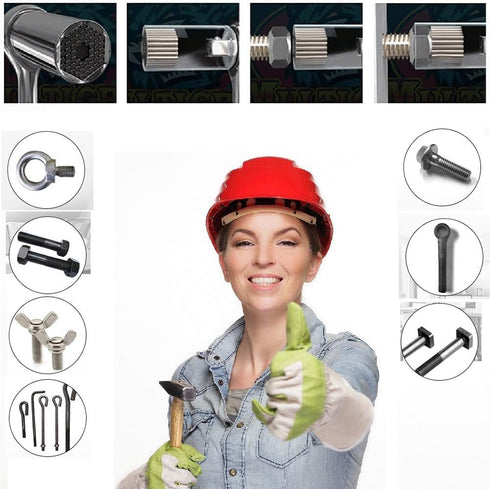 Universal Socket Grip Adapter 4 PCS | Multi Functional Sockets Set Ratchet Power Drill Bit Wrench 1/4"-3/4" (7mm-19mm) Professional Repair Tools G...